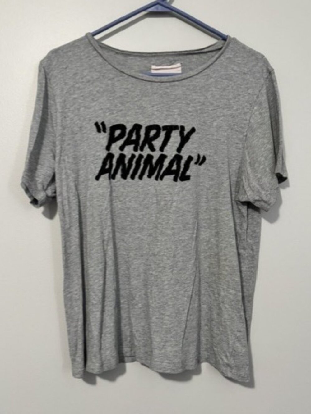 Woman's Bando Short Sleeve Party Animal T Shirt Color Grey/Black Size Medium